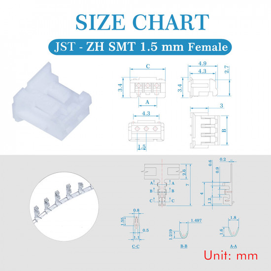 JST ZH 1.5 mm SMT 2-Pin Connector Kit