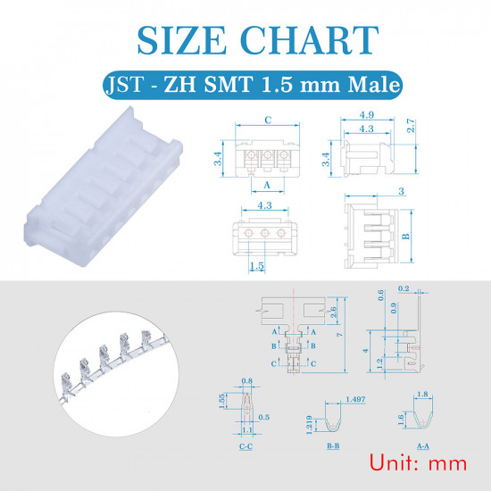 JST ZH 1.5 mm SMT 7-Pin Connector Kit JST ZH 1.5 mm SMT 7-Pin Connector Kit