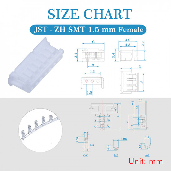 JST ZH 1.5 mm SMT 7-Pin Connector Kit