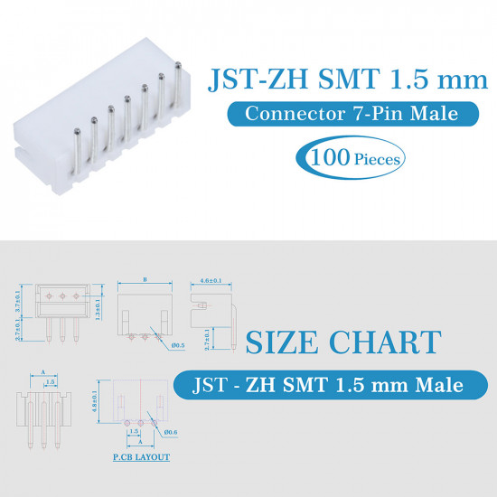 JST ZH 1.5 mm SMT 7-Pin Connector Kit