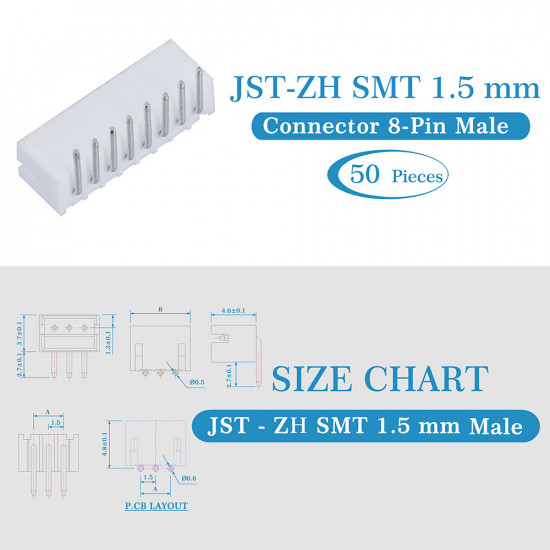 JST ZH 1.5 mm SMT 8-Pin Connector Kit