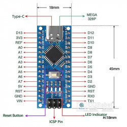 Nano V3.0 Development Board CH340 Blue USB Cable 1m