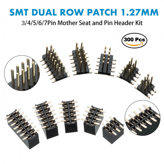 SMT Dual Row Patch 1.27mm - 3 / 4 / 5 / 6 / 7 Pin Mother Seat and Pin Header Kit SMT Dual Row Patch 1.27mm - 3 / 4 / 5 / 6 / 7 Pin Mother Seat and Pin Header Kit