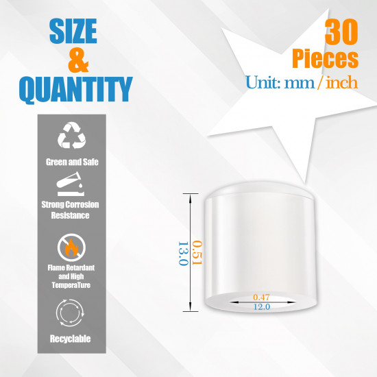White Silicone End Caps M12*13mm (30pcs) 