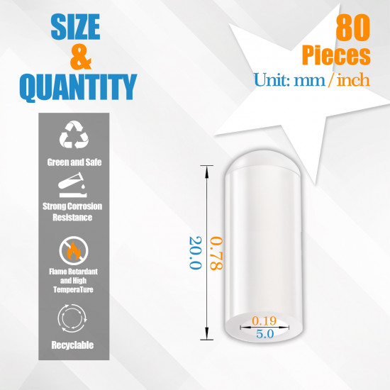 White Silicone End Caps M5*20mm (80pcs) 