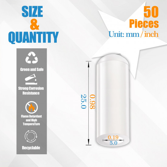 White Silicone End Caps M5*25mm (50pcs) 