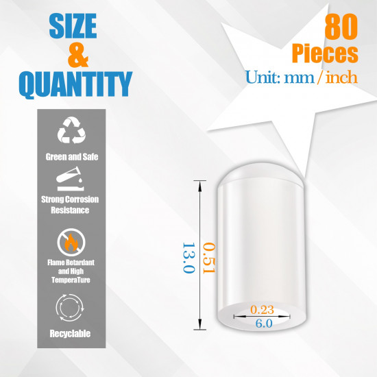 White Silicone End Caps M6*13mm (80pcs) 