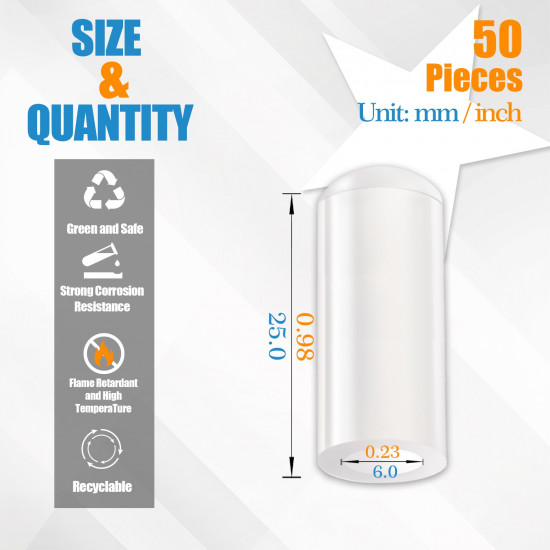White Silicone End Caps M6*25mm (50pcs) 