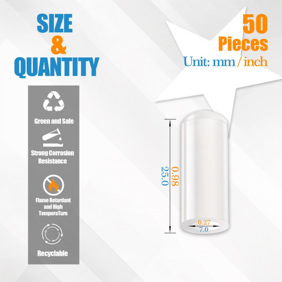 White Silicone End Caps M7*25mm (50pcs) 