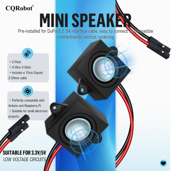 Passive Mini Speaker 4Ω 3W, DuPont 2.54mm Interface.