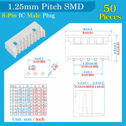 1.25mm Pitch 8 Pin SMD Connector Kit