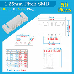 1.25mm Pitch 10 Pin SMD Connector Kit