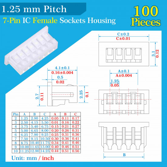 1.25mm Pitch 7 Pin Connector Kit 1.25mm Pitch 7 Pin Connector Kit