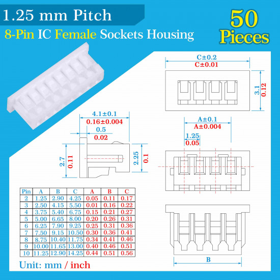 1.25mm Pitch 8 Pin Connector Kit 1.25mm Pitch 8 Pin Connector Kit