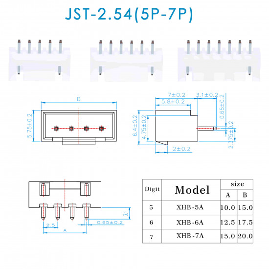 JST XHB - 5 / 6 / 7 Pin Connector Kit JST XHB - 5 / 6 / 7 Pin Connector Kit