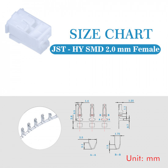 JST HY SMD 2.0 mm 2-Pin Connector Kit JST HY SMD 2.0 mm 2-Pin Connector Kit