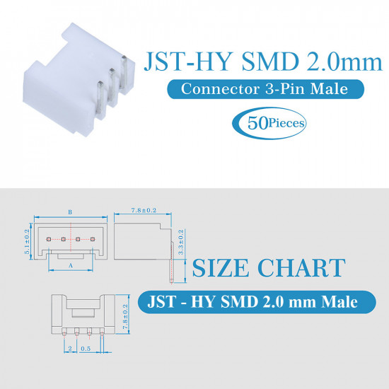 JST HY SMD 2.0 mm 3-Pin Connector Kit JST HY SMD 2.0 mm 3-Pin Connector Kit