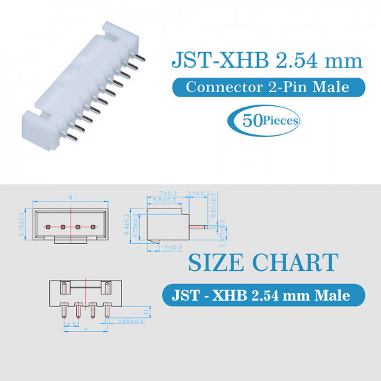 JST XHB 2.54 mm 10-Pin Connector Kit JST XHB 2.54 mm 10-Pin Connector Kit