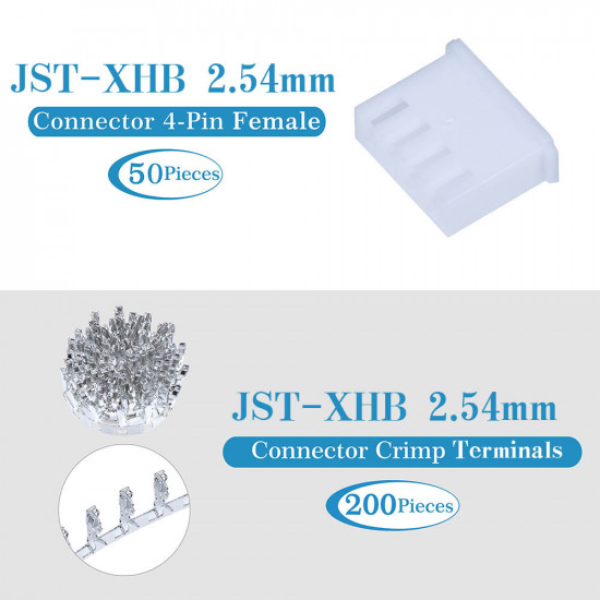 JST XHB 2.54 mm 4-Pin Connector Kit JST XHB 2.54 mm 4-Pin Connector Kit