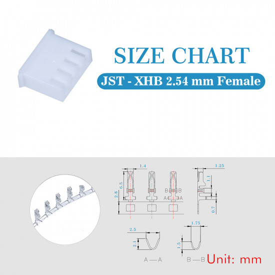 JST XHB 2.54 mm 4-Pin Connector Kit JST XHB 2.54 mm 4-Pin Connector Kit