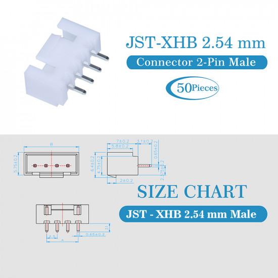 JST XHB 2.54 mm 4-Pin Connector Kit JST XHB 2.54 mm 4-Pin Connector Kit