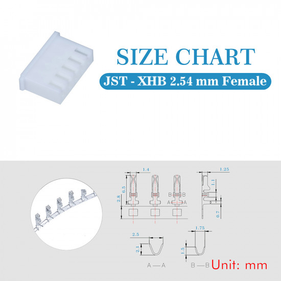 JST XHB 2.54 mm 5-Pin Connector Kit JST XHB 2.54 mm 5-Pin Connector Kit