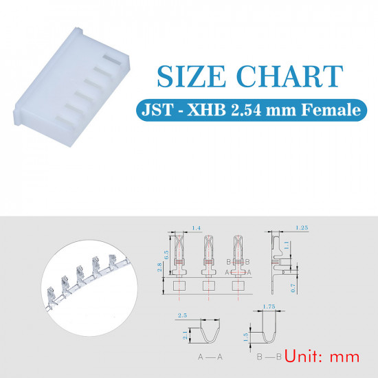 JST XHB 2.54 mm 6-Pin Connector Kit JST XHB 2.54 mm 6-Pin Connector Kit