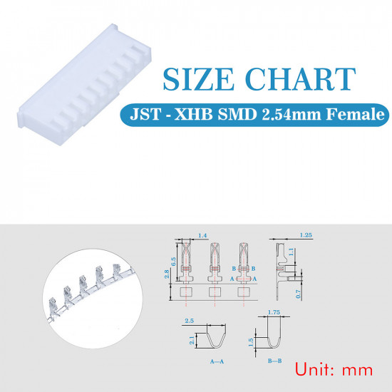 JST XHB SMD 2.54 mm 10-Pin Connector Kit JST XHB SMD 2.54 mm 10-Pin Connector Kit