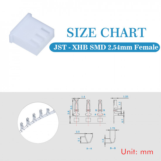 JST XHB SMD 2.54 mm 3-Pin Connector Kit JST XHB SMD 2.54 mm 3-Pin Connector Kit
