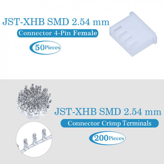 JST XHB SMD 2.54 mm 4-Pin Connector Kit JST XHB SMD 2.54 mm 4-Pin Connector Kit