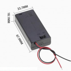 2 AA Battery Holder, with Cover ON-Off Switch and Cable without Connector.