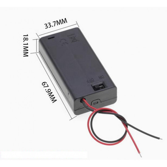 2 AA Battery Holder, with Cover ON-Off Switch and Cable without Connector. 2 AA Battery Holder, with Cover ON-Off Switch and Cable without Connector.