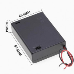 3 AA Battery Holder, with Cover ON-Off Switch and Cable without Connector.