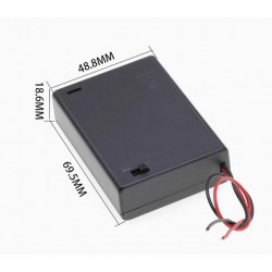 3 AA Battery Holder, with Cover ON-Off Switch and Cable without Connector.