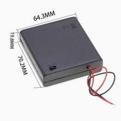 4 AA Battery Holder, with Cover ON-Off Switch and Cable without Connector.