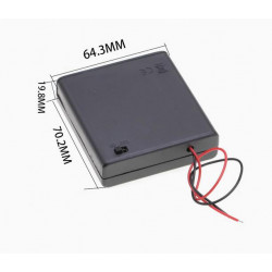 4 AA Battery Holder, with Cover ON-Off Switch and Cable without Connector.