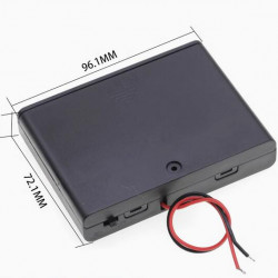 6 AA Battery Holder, with Cover ON-Off Switch and Cable without Connector.