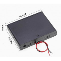 6 AA Battery Holder, with Cover ON-Off Switch and Cable without Connector.