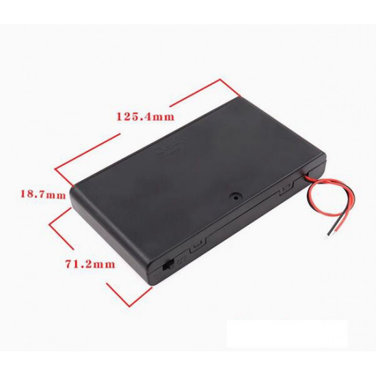 8 AA Battery Holder, with Cover ON-Off Switch and Cable without Connector. 8 AA Battery Holder, with Cover ON-Off Switch and Cable without Connector.