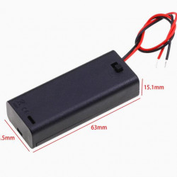 2 AAA Battery Holder, with Cover ON-Off Switch and Cable without Connector.