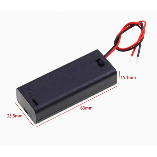 2 AAA Battery Holder, with Cover ON-Off Switch and Cable without Connector. 2 AAA Battery Holder, with Cover ON-Off Switch and Cable without Connector.