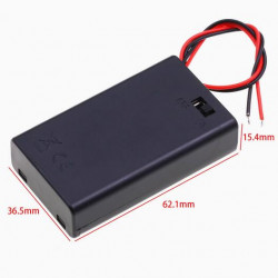 3 AAA Battery Holder, with Cover ON-Off Switch and Cable without Connector.