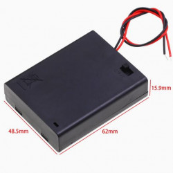 4 AAA Battery Holder, with Cover ON-Off Switch and Cable without Connector.