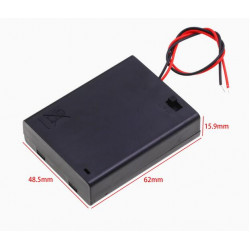 4 AAA Battery Holder, with Cover ON-Off Switch and Cable without Connector.