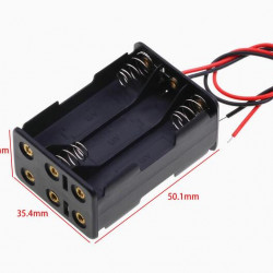 6 AAA Battery Holder Back to Back, with Cable without Connector.