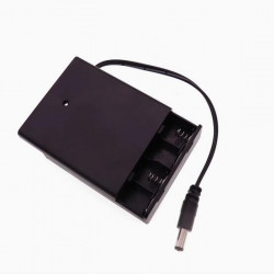 4 AA Battery Holder, with Cover ON-Off Switch and DC5.5-2.1 Male Plug Cable.