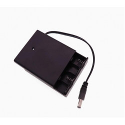 4 AA Battery Holder, with Cover ON-Off Switch and DC5.5-2.1 Male Plug Cable.