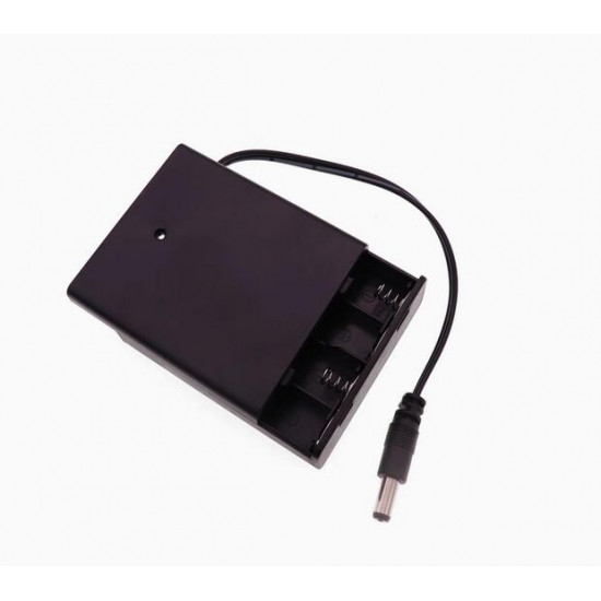 4 AA Battery Holder, with Cover ON-Off Switch and DC5.5-2.1 Male Plug Cable. 4 AA Battery Holder, with Cover ON-Off Switch and DC5.5-2.1 Male Plug Cable.