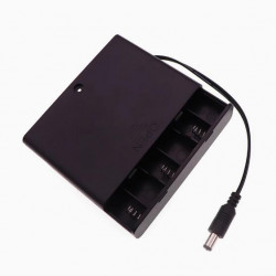 6 AA Battery Holder, with Cover ON-Off Switch and DC5.5-2.1 Male Plug Cable.