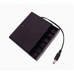 6 AA Battery Holder, with Cover ON-Off Switch and DC5.5-2.1 Male Plug Cable.